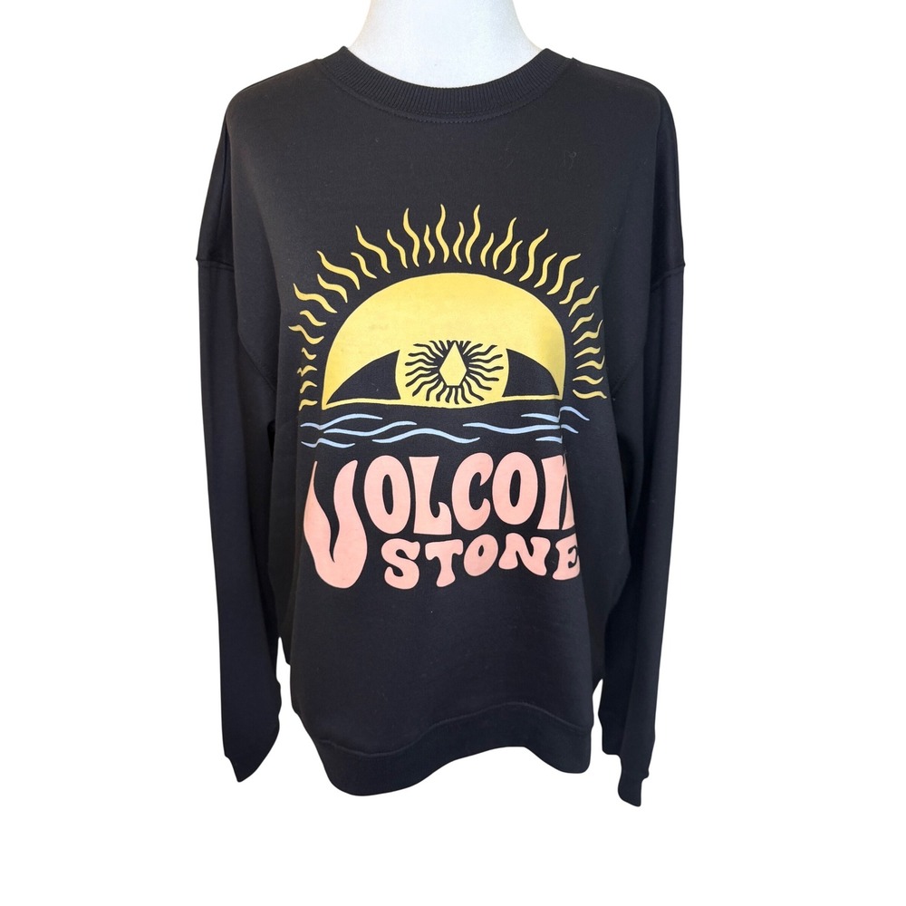 Volcom Stone Graphic Sweatshirt‎ Crew Neck Pullover Casual Black Size Small NWOT